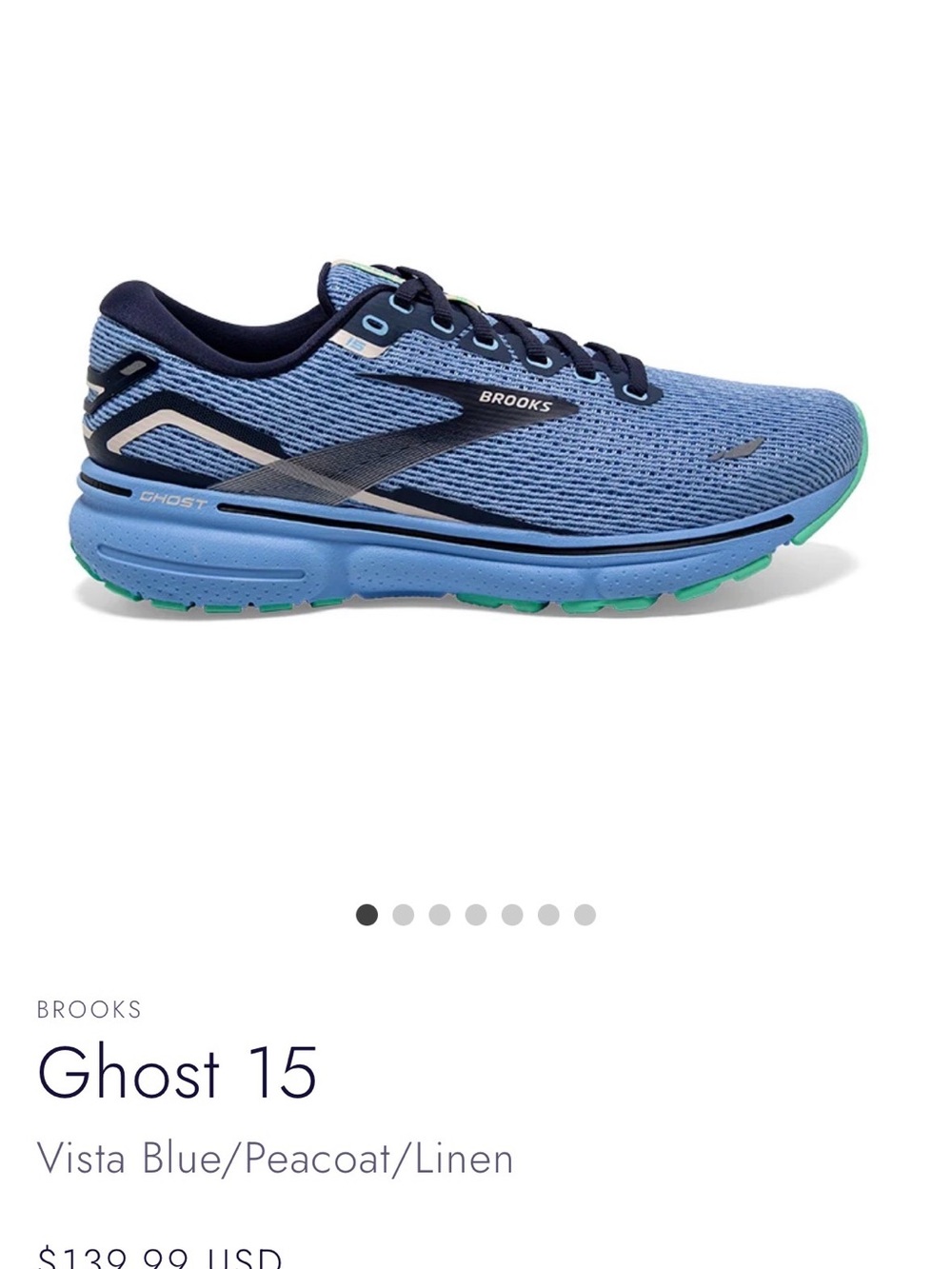 Brooks Ghost 15 — Vista Blue with Peacoat Accents